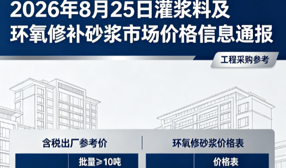 三门2026年8月25日灌浆料及环氧修补砂浆市场价格信息通报